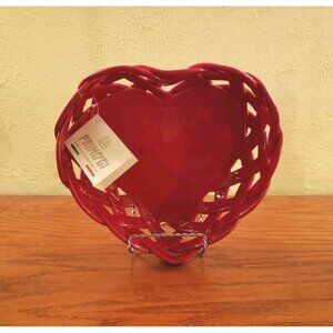 Heart Pottery Bowl Primo Gi Red Woven Handmade Italy 10” x 9.5” NWT Farmhouse